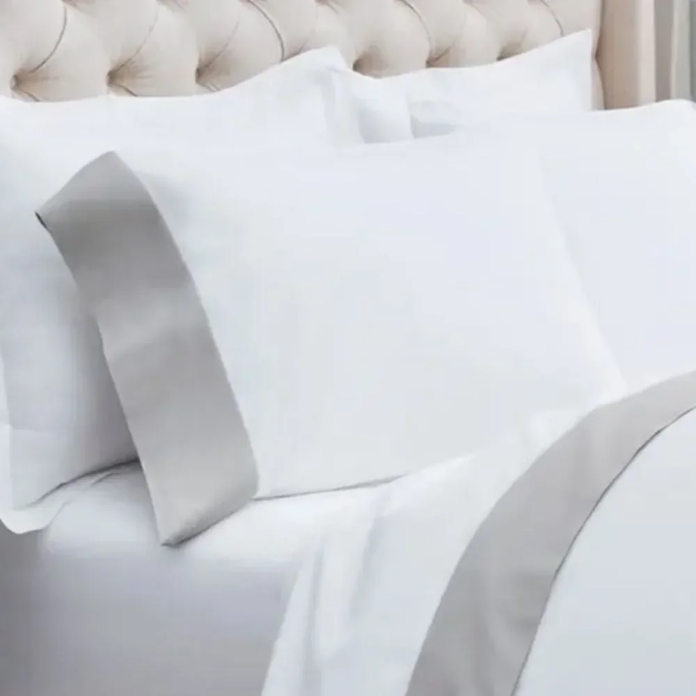 NWT Boll & Branch Organic Signature colorblock sheet set White Pewter
